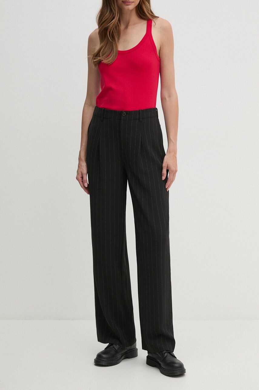 Levně Kalhoty Calvin Klein Jeans dámské, černá barva, široké, high waist, J20J224261