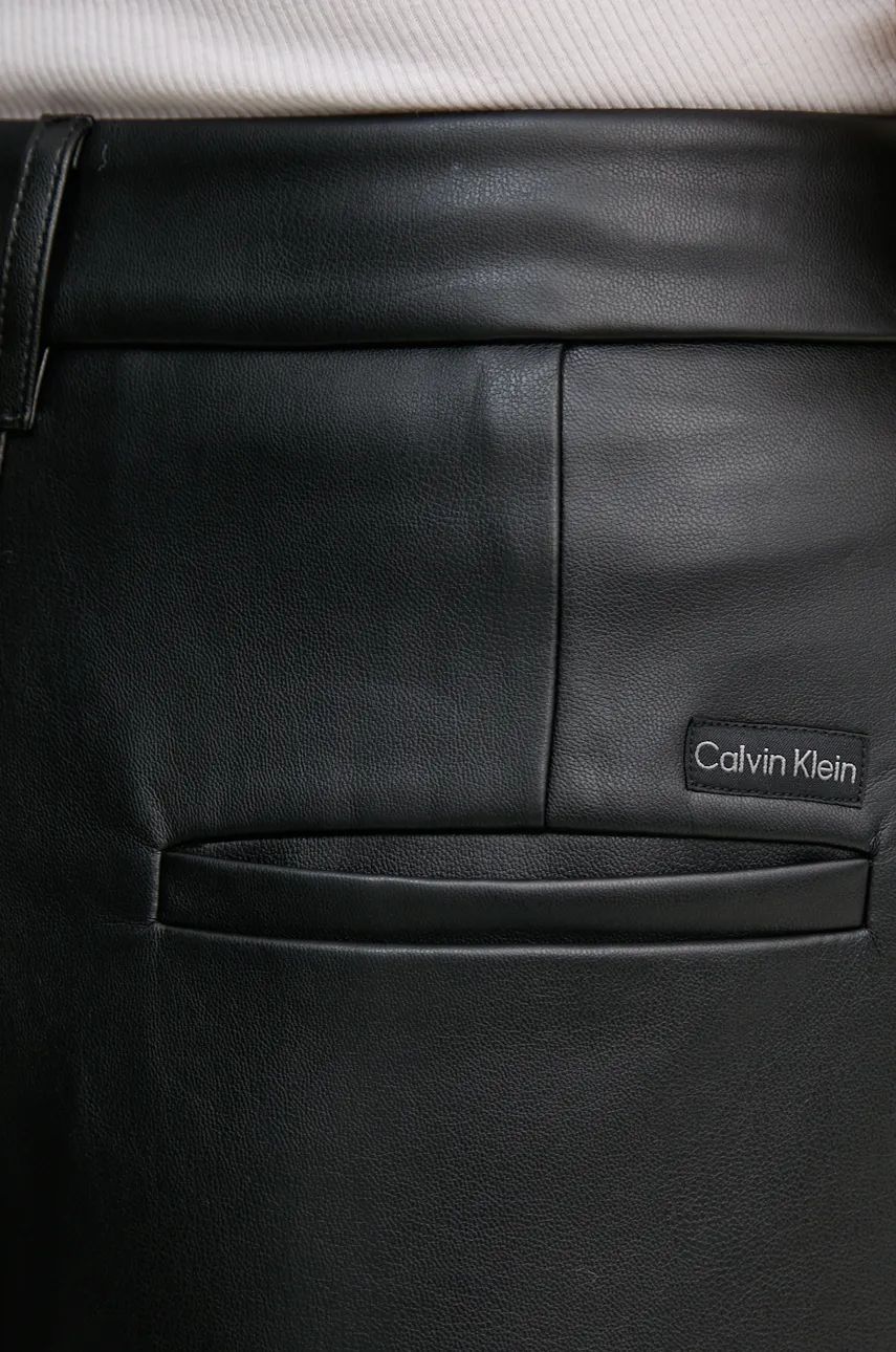 Hlače Calvin Klein Jeans za žene, boja: crna, ravni kroj, visoki struk, J20J224186