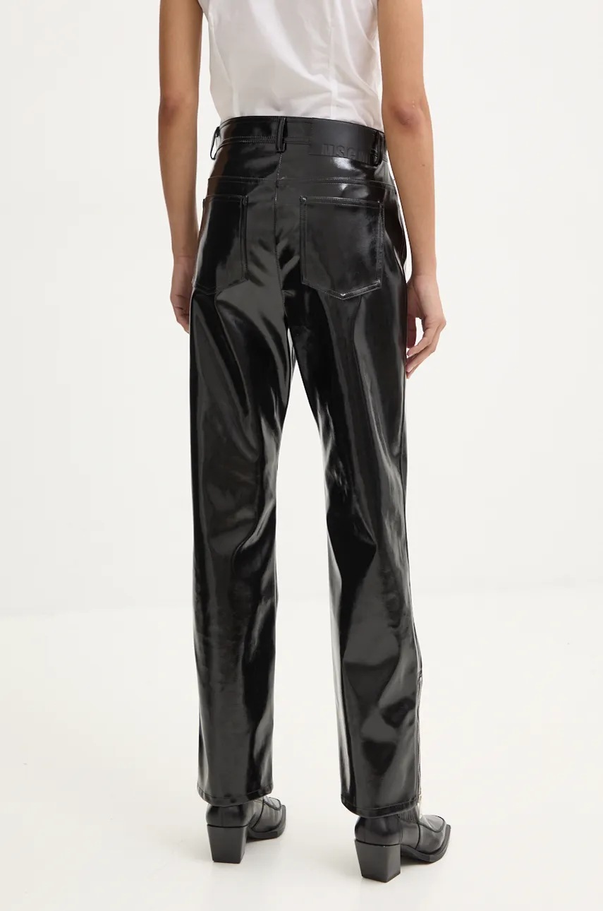 Штани MSGM жіночі колір чорний прямі висока посадка 3742MDP08.247800 