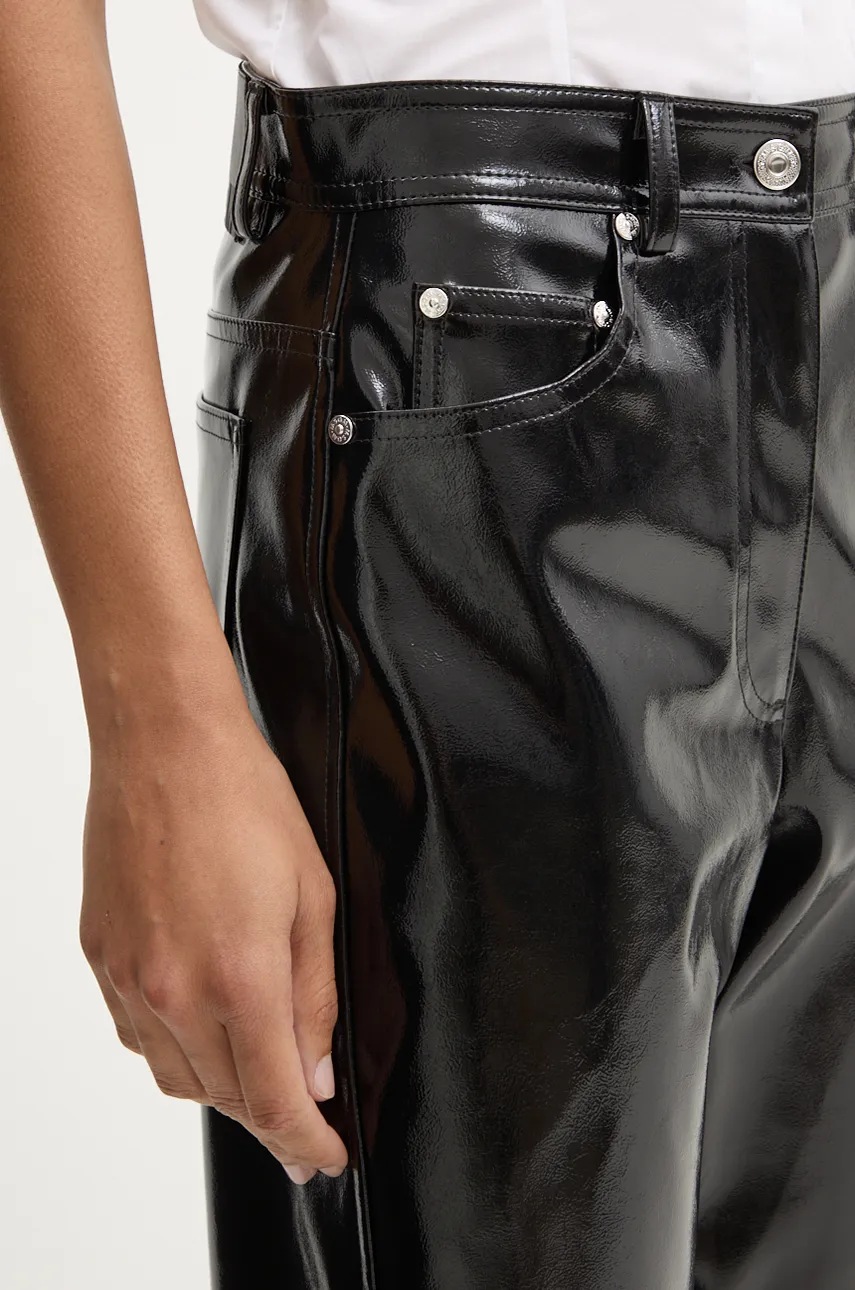 Штани MSGM жіночі колір чорний прямі висока посадка 3742MDP08.247800 