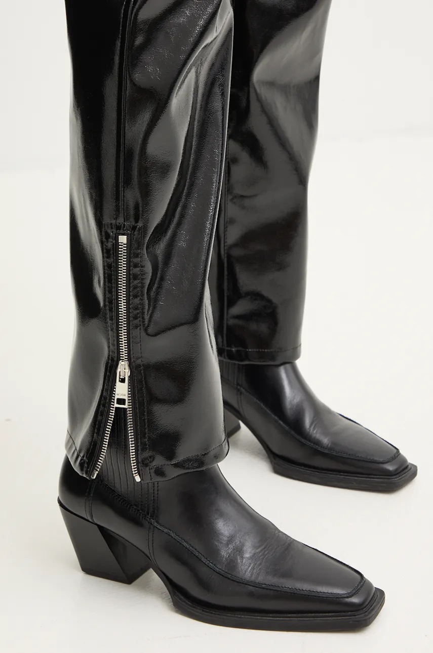 Штани MSGM жіночі колір чорний прямі висока посадка 3742MDP08.247800 