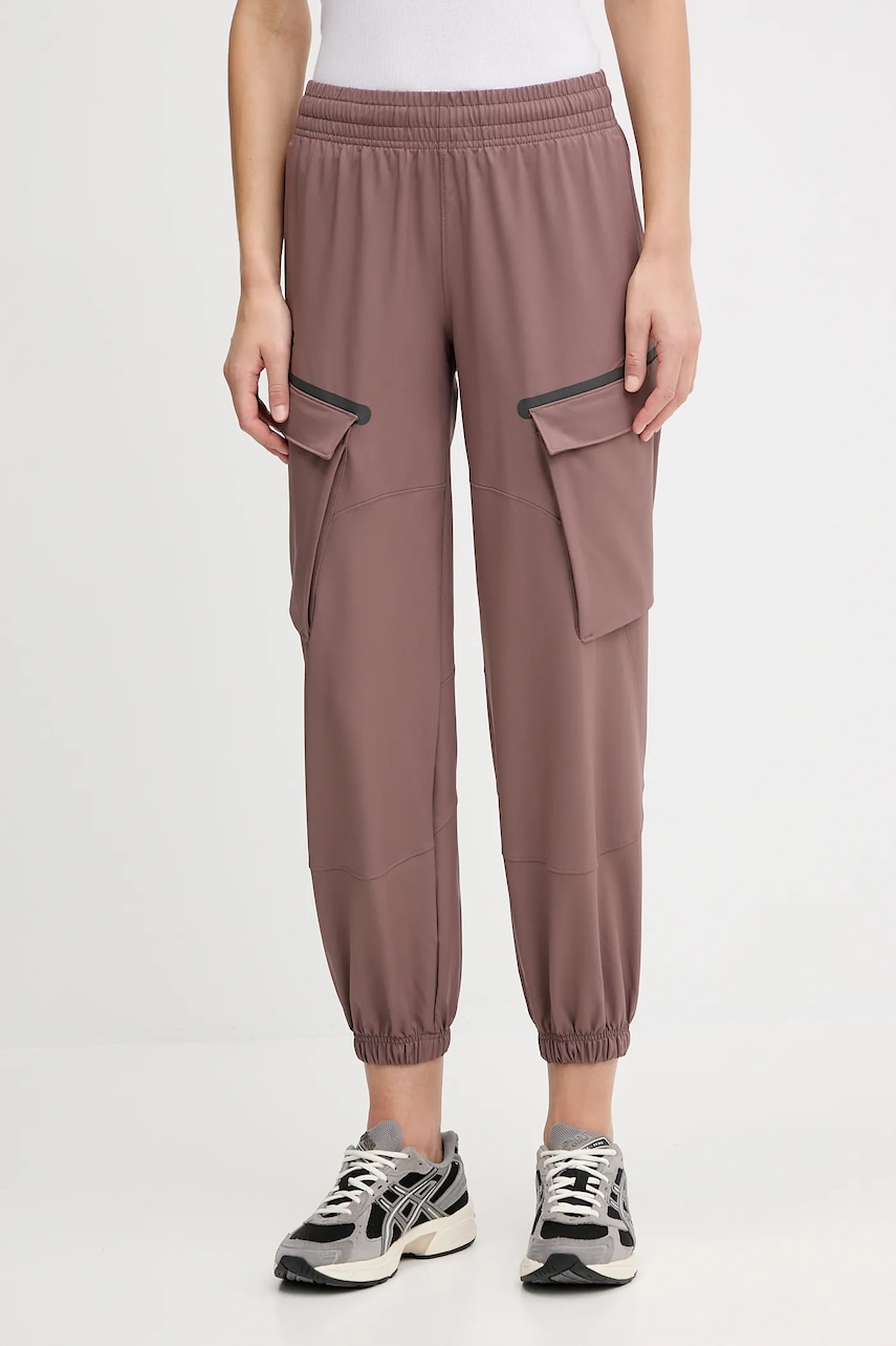 Under Armour pantaloni Unstoppable culoarea violet, fason cargo, high waist, 1386481
