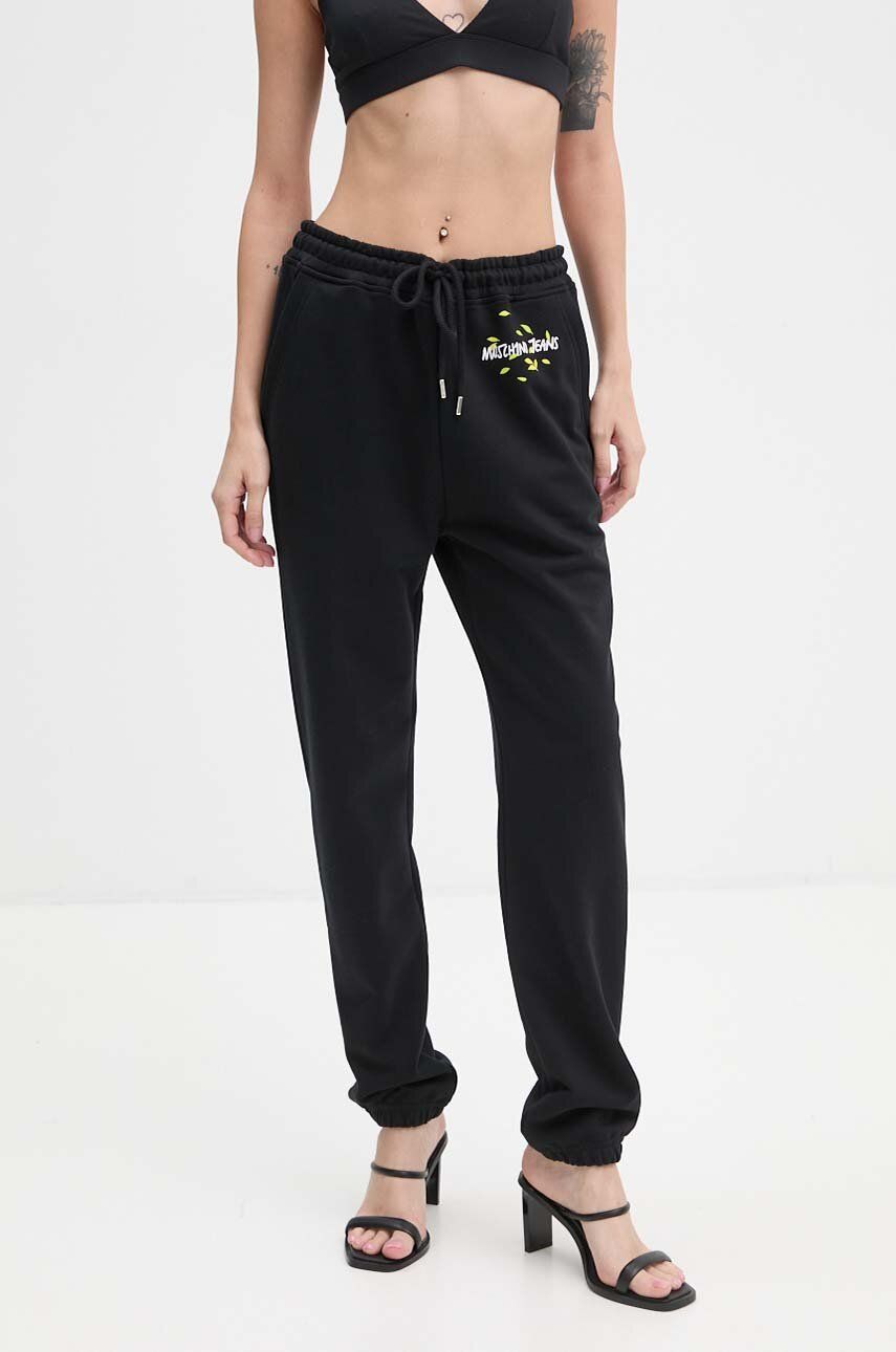 Moschino Jeans pantaloni de trening din bumbac culoarea negru, J0319 8732