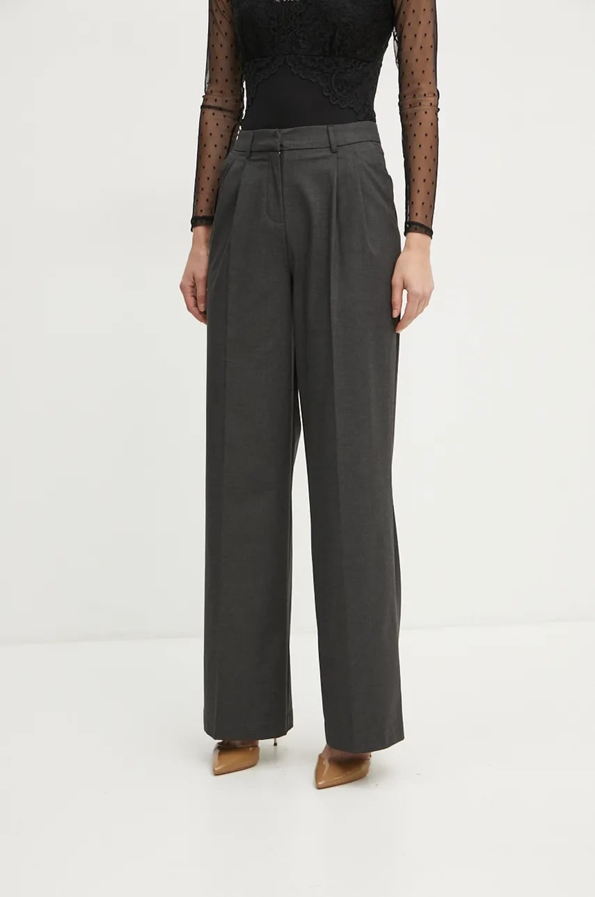 Morgan pantaloni PANNI.F femei, culoarea gri, drept, high waist, PANNI.F