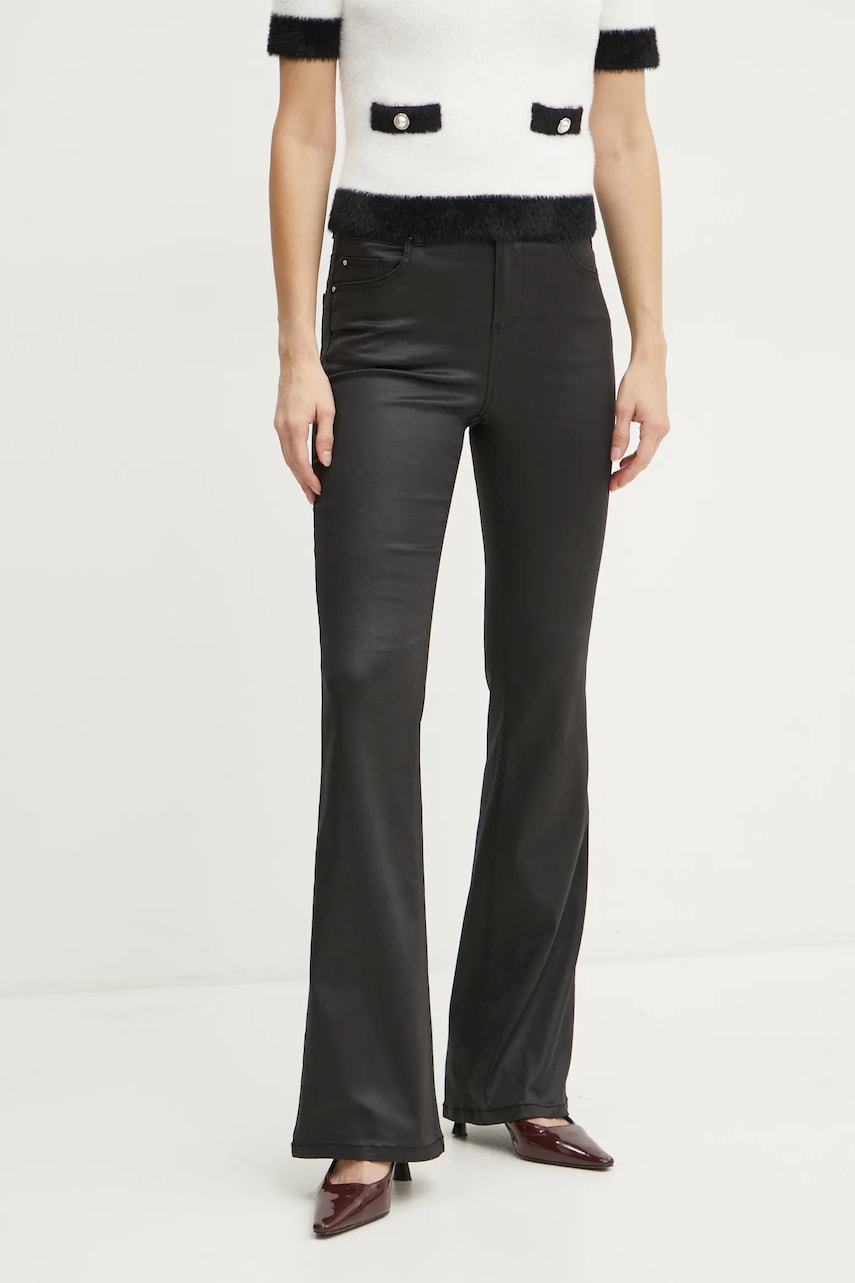 Morgan pantaloni PETER femei, culoarea negru, evazati, high waist, PETER Morgan pantaloni PETER femei, culoarea negru, evazati, high waist, PETER