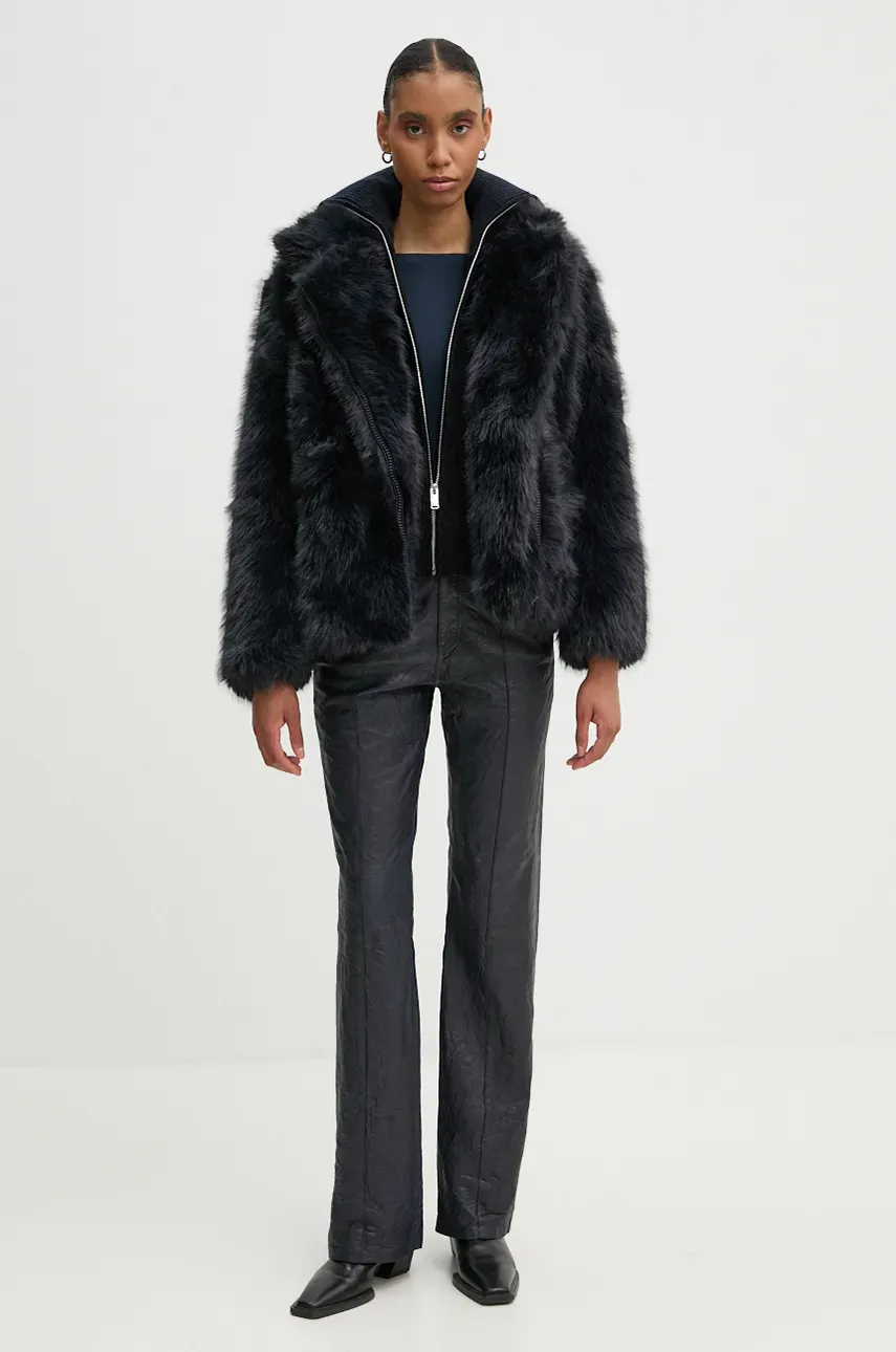 Кожаные брюки ZADIG&VOLTAIRE женские цвет синий прямые высокая посадка RWPA00083 Кожаные брюки ZADIG&VOLTAIRE женские цвет синий прямые высокая посадка RWPA00083