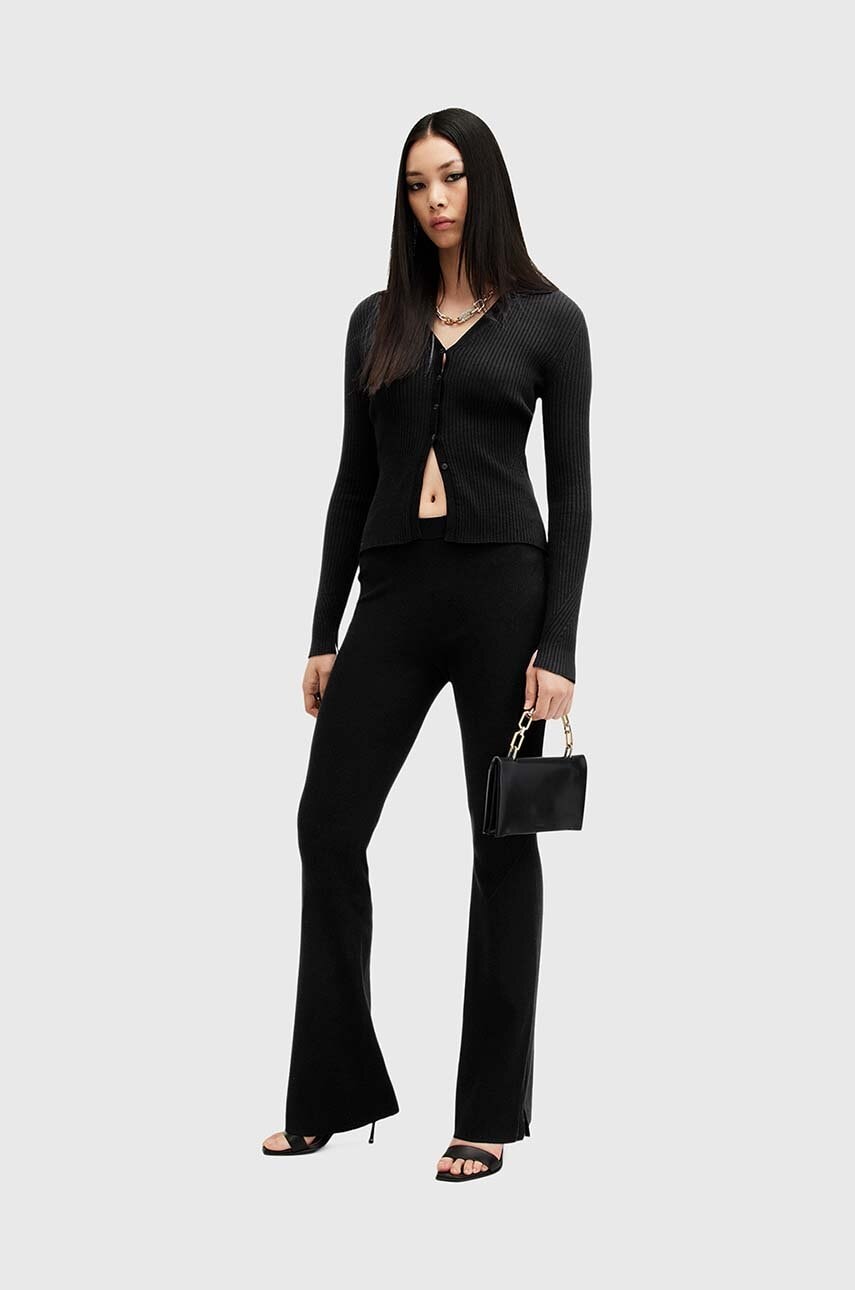 AllSaints pantaloni PEACHES culoarea negru, lat, medium waist, W032TB