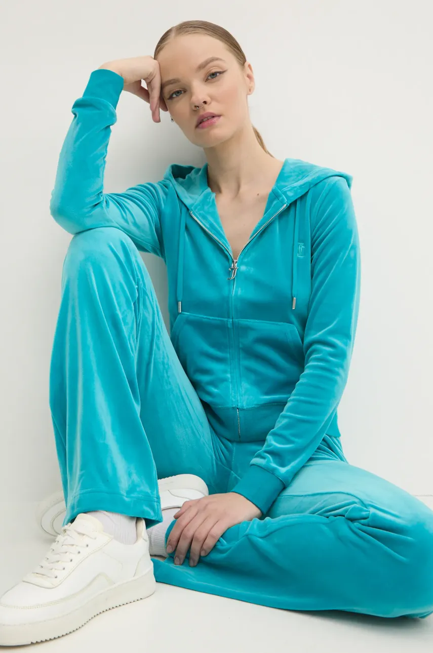 Спортивные штаны из велюра Juicy Couture DEL RAY PANT цвет зелёный однотонные JCAP180 Спортивные штаны из велюра Juicy Couture DEL RAY PANT цвет зелёный однотонные JCAP180