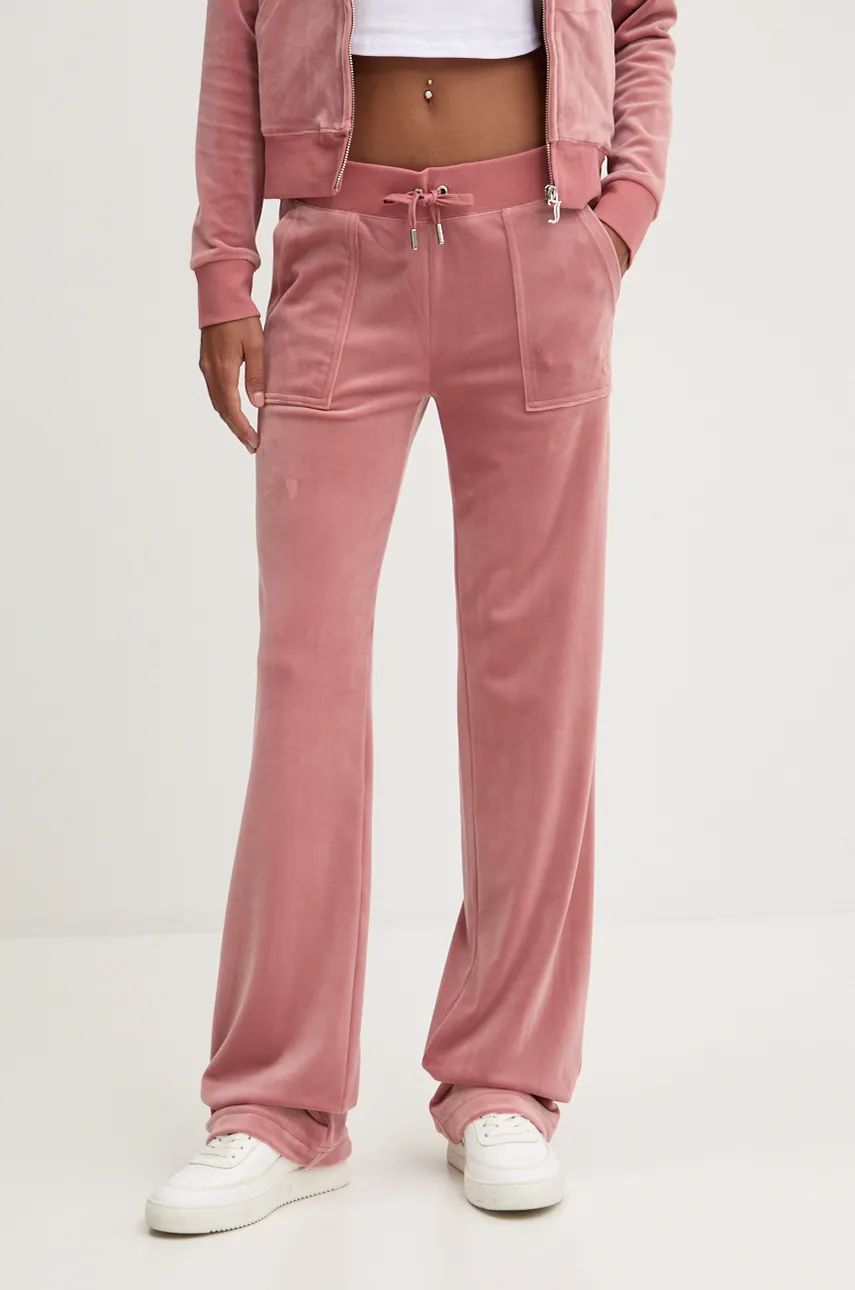 Juicy Couture pantaloni de trening DEL RAY PANT culoarea roz, neted, JCAP180EU