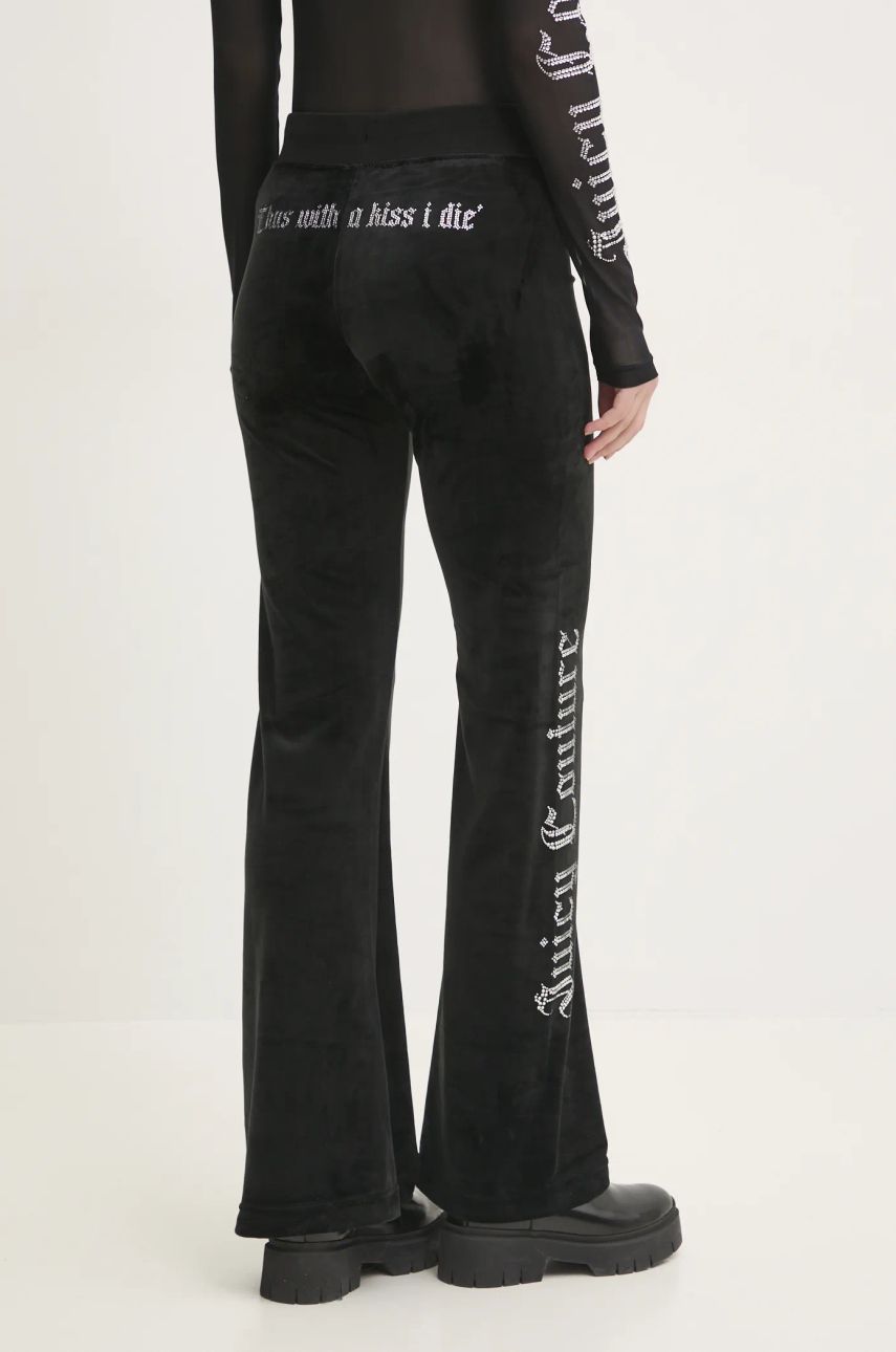 Donji dio trenirke od velura Juicy Couture SACRED HEART LAYLA TRACKPANTS boja: crna, s aplikacijom, JCBBJ224817