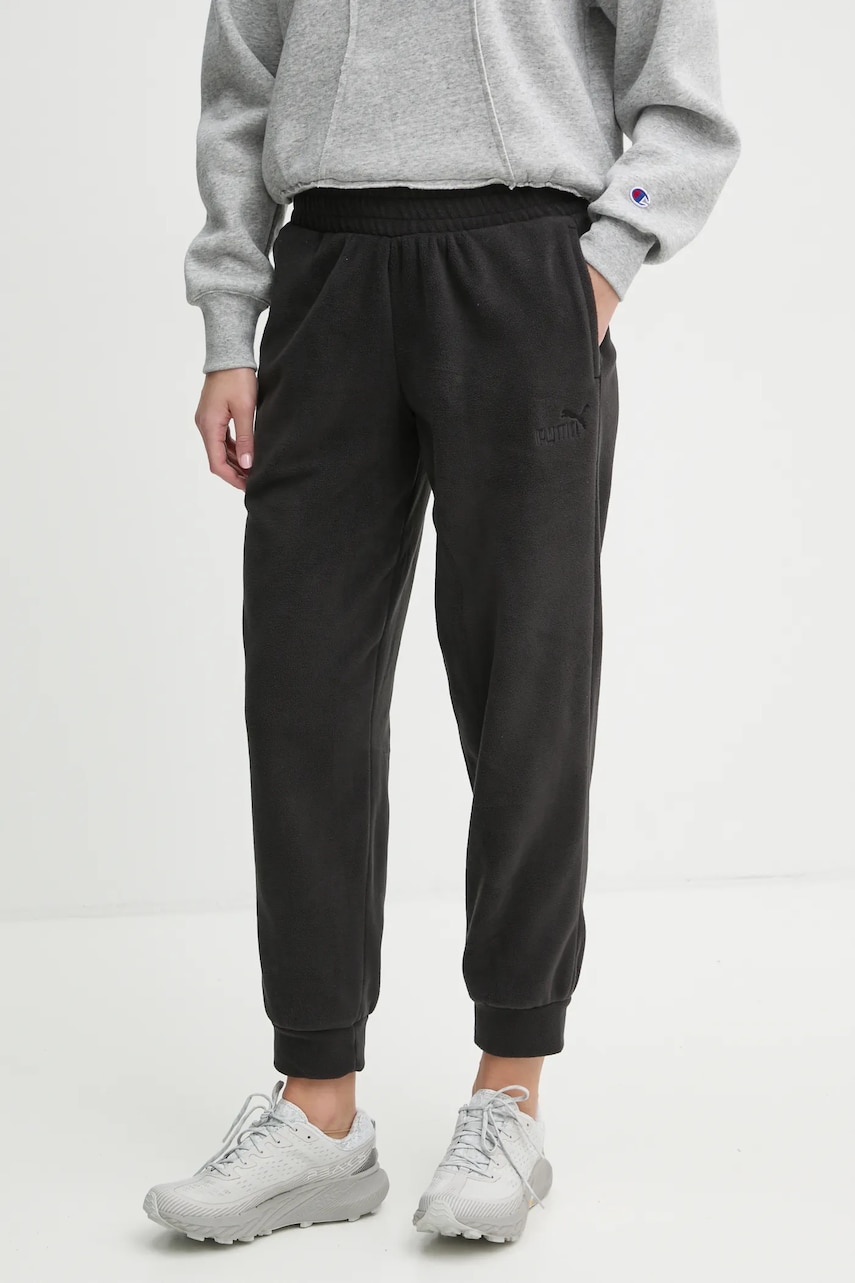 Puma pantaloni de trening culoarea negru, neted, 681532 Puma pantaloni de trening culoarea negru, neted, 681532