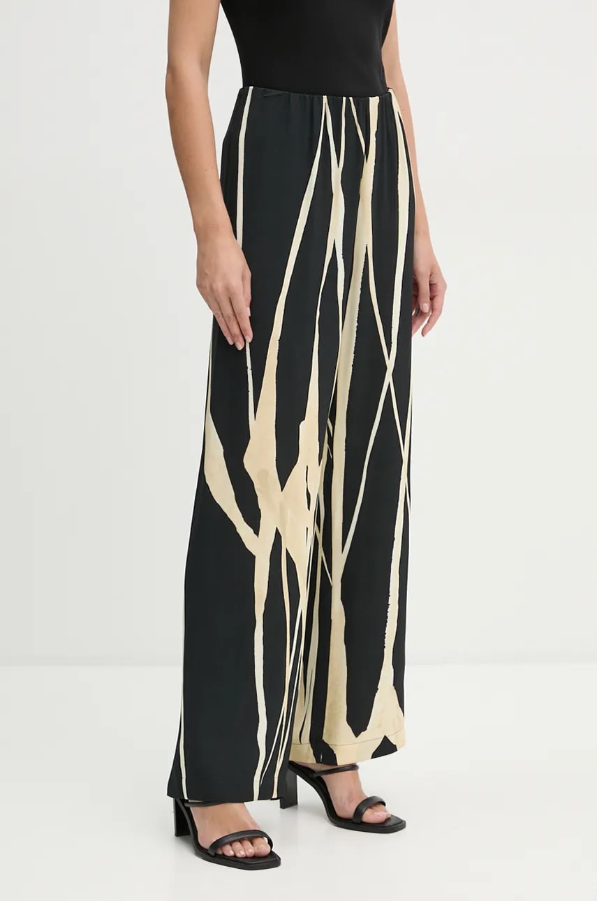 Nanushka pantaloni BRENDA femei, culoarea negru, drept, high waist, NW24PFOW20399 Nanushka pantaloni BRENDA femei, culoarea negru, drept, high waist, NW24PFOW20399