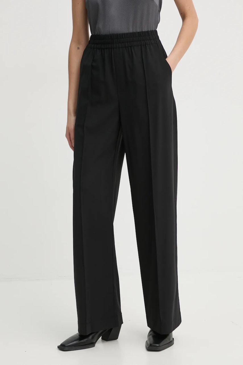 A.L.C. pantaloni de lana Jackson culoarea negru, drept, high waist, 2PANT00141 A.L.C. pantaloni de lana Jackson culoarea negru, drept, high waist, 2PANT00141