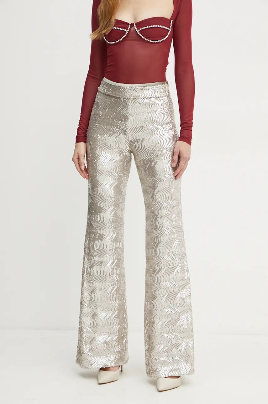 Forte Forte pantaloni femei, culoarea argintiu, evazati, high waist, 13288_my pants