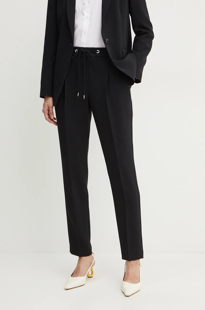 BOSS pantaloni femei, culoarea negru, drept, high waist, 50490039 BOSS pantaloni femei, culoarea negru, drept, high waist, 50490039