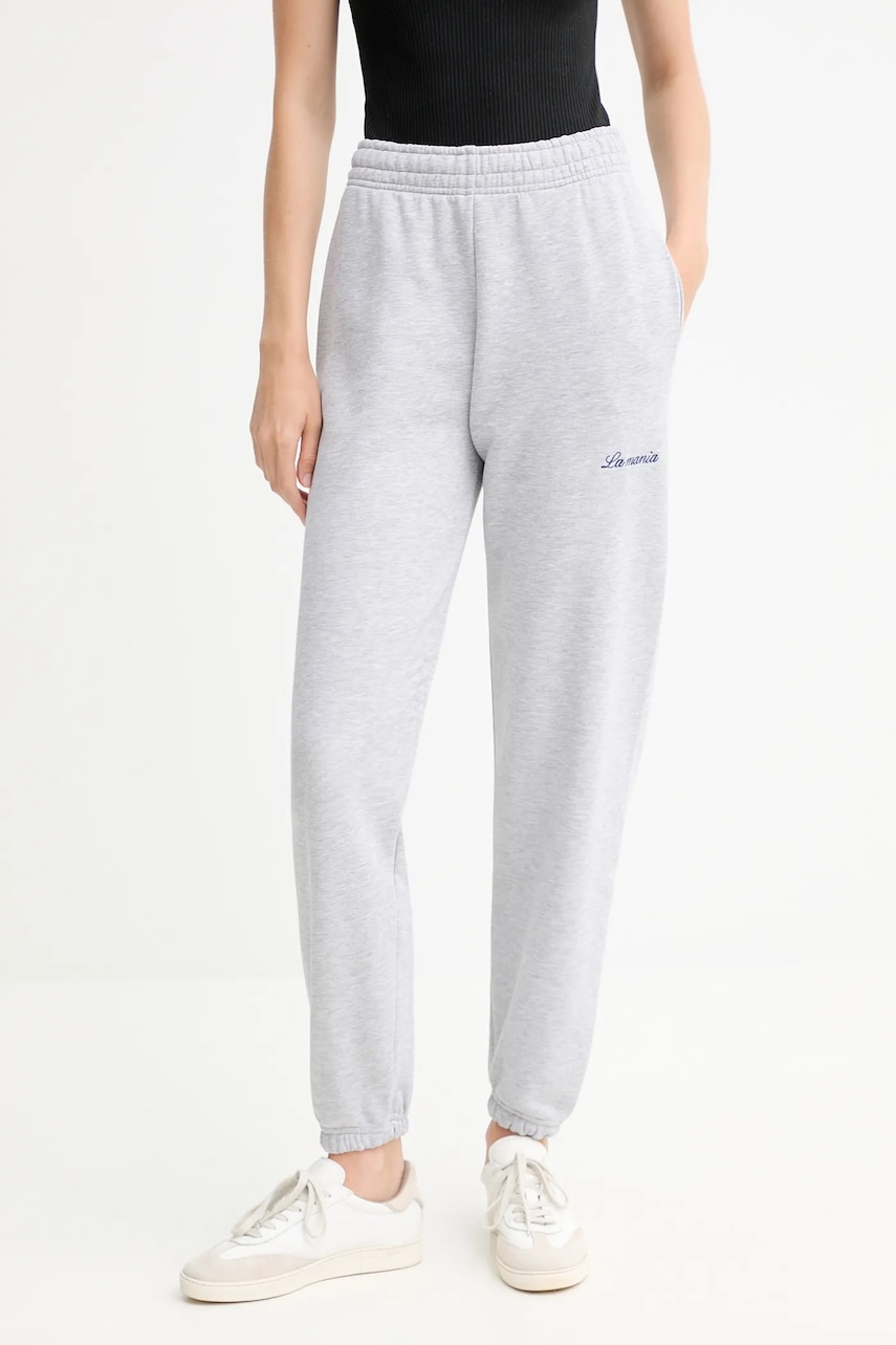 La Mania pantaloni de trening DUO culoarea bej, uni, DUO