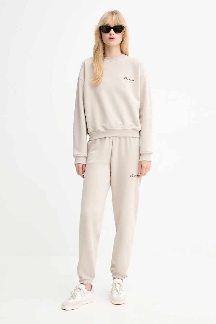 Спортивные штаны La Mania DUO цвет бежевый однотонные DUO