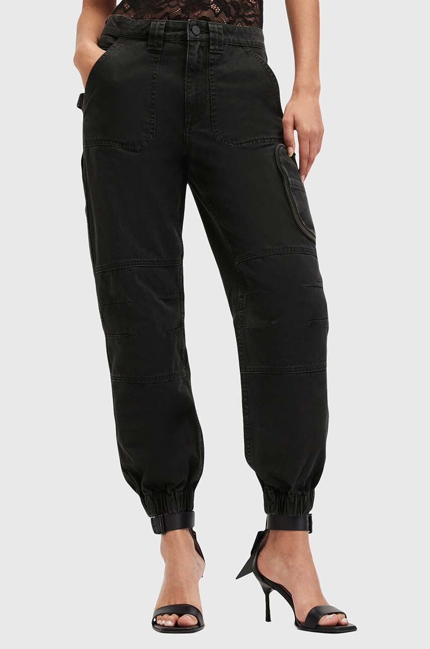 Bombažne Hlače AllSaints FLORENCE JOGGER črna Barva, W017TB