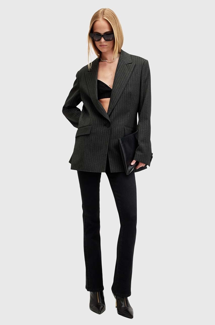 AllSaints pantaloni de bumbac DANI SIZEME BOOTCUT culoarea negru, evazati, high waist, W043EB AllSaints pantaloni de bumbac DANI SIZEME BOOTCUT culoarea negru, evazati, high waist, W043EB