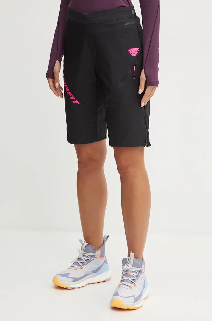 Dynafit pantaloni scurti sport Mezzalama Polartec Alpha femei, culoarea negru, cu imprimeu, high waist, 08.0000071601 Dynafit pantaloni scurti sport Mezzalama Polartec Alpha femei, culoarea negru, cu imprimeu, high waist, 08.0000071601