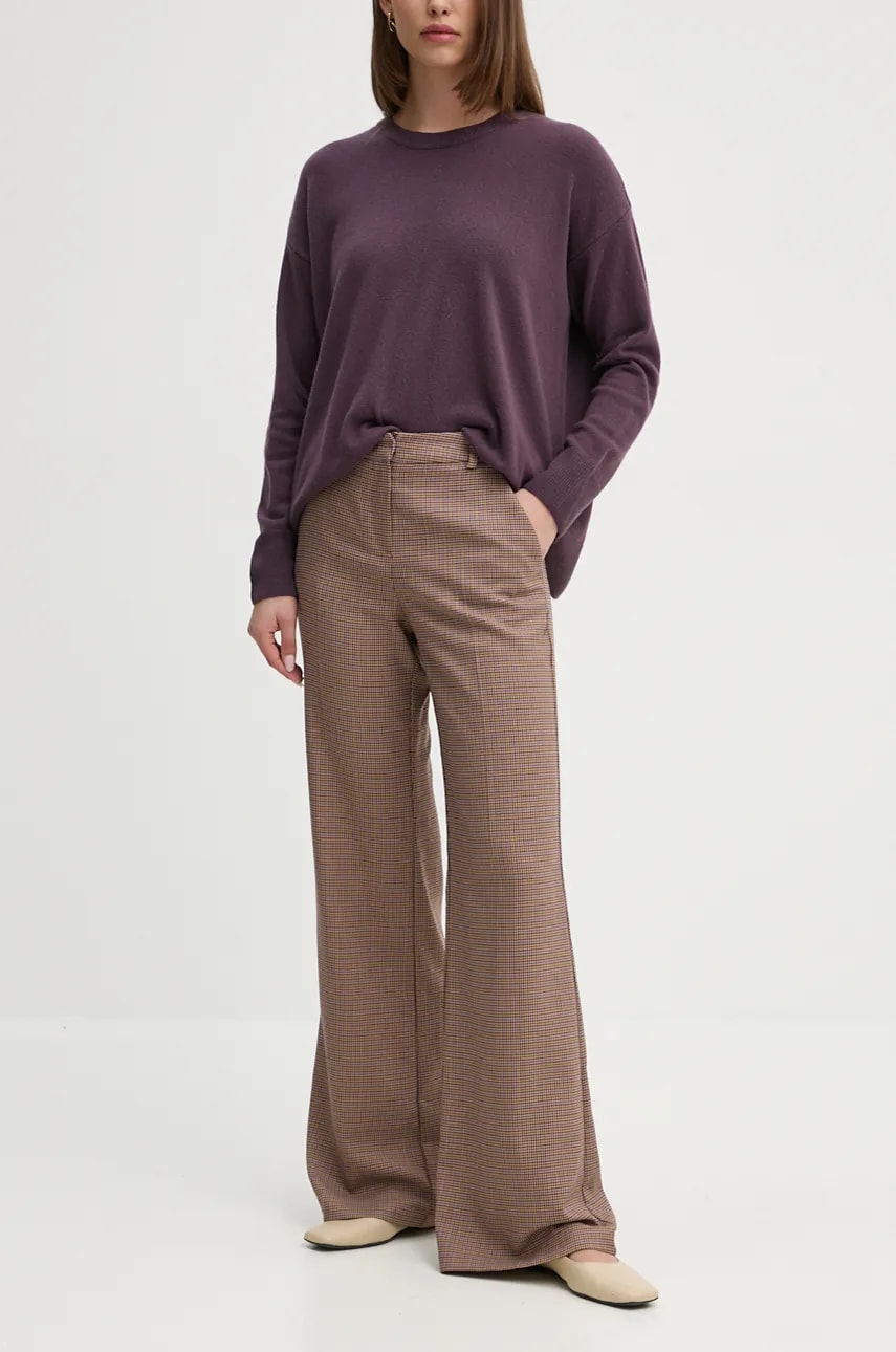 La Petite Française pantaloni din lana PFPARFAIT culoarea bej, evazati, high waist, PFPARFAIT La Petite Française pantaloni din lana PFPARFAIT culoarea bej, evazati, high waist, PFPARFAIT