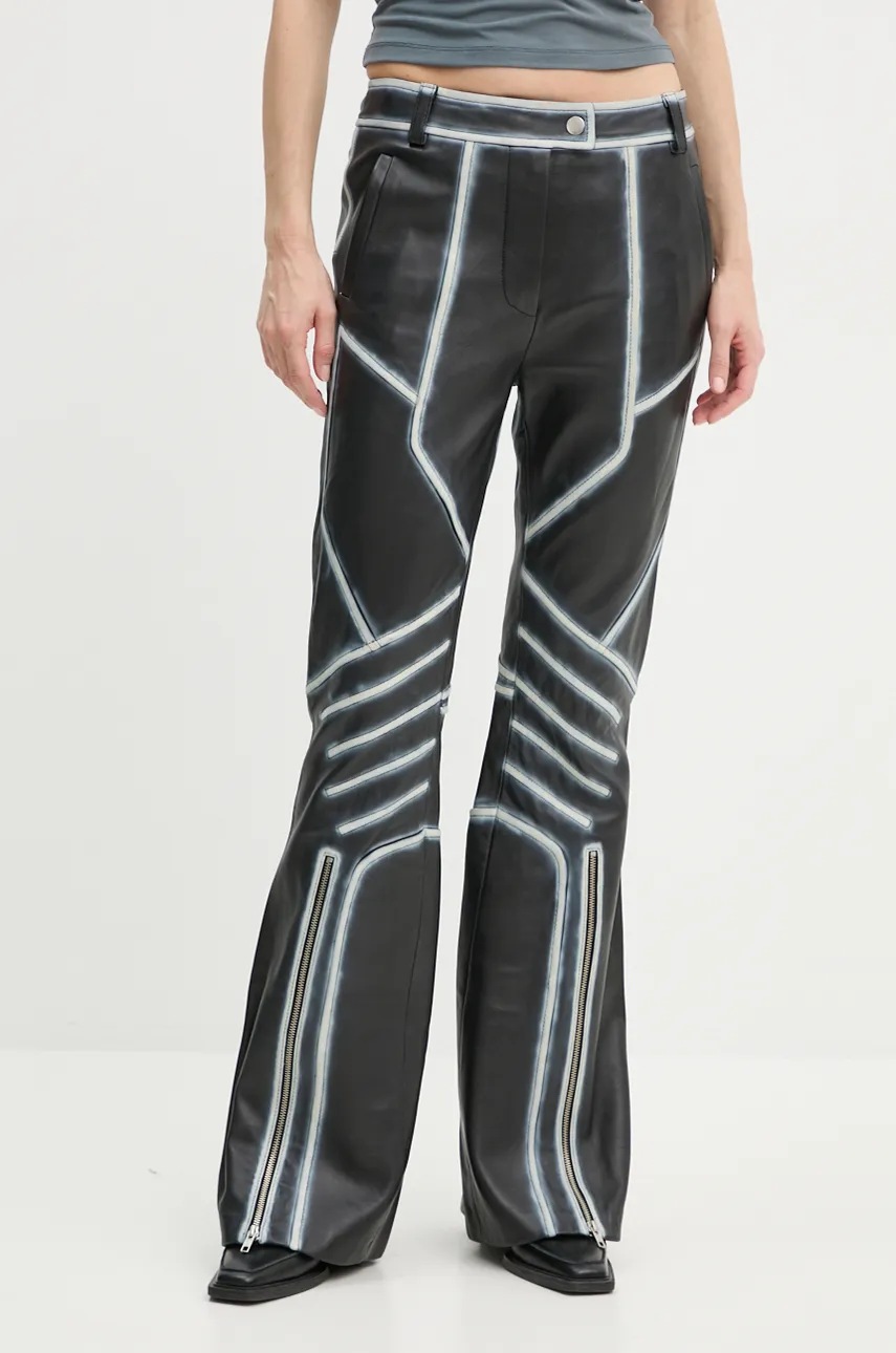 Δερμάτινο παντελόνι Stand Studio Moto Trousers Detailed χρώμα: μαύρο, 62287-7030 φωτογραφία