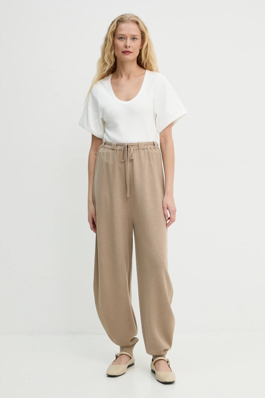 By Malene Birger pantaloni TEVANA femei, culoarea bej, neted, Q72551002 By Malene Birger pantaloni TEVANA femei, culoarea bej, neted, Q72551002