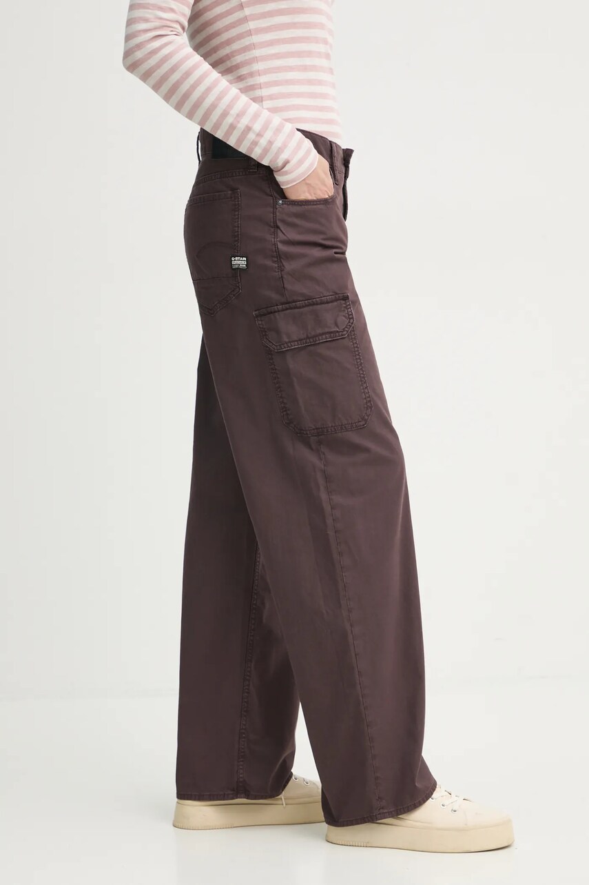 G-Star pantaloni femei, culoarea maro, drept, medium waist, D24673-D388