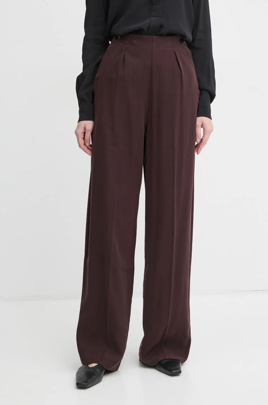 G-Star pantaloni femei, culoarea maro, lat, high waist, D25315-D522