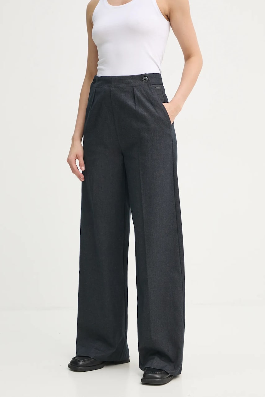 G-Star Raw pantaloni femei, culoarea albastru marin, lat, high waist, D25315-D722 G-Star Raw pantaloni femei, culoarea albastru marin, lat, high waist, D25315-D722