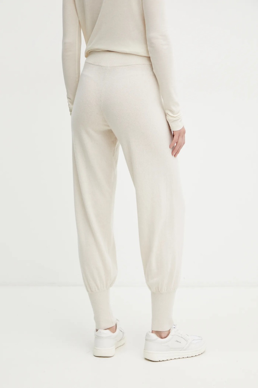 Weekend Max Mara gyapjú melegítőnadrág bézs, sima, 2425336023600 termék 2. képe