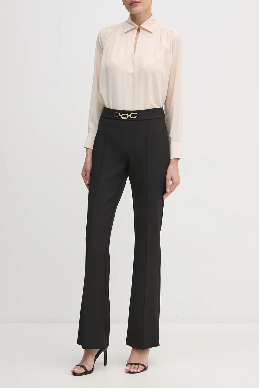 Levně Kalhoty Artigli dámské, černá barva, zvony, high waist, ACPA000038