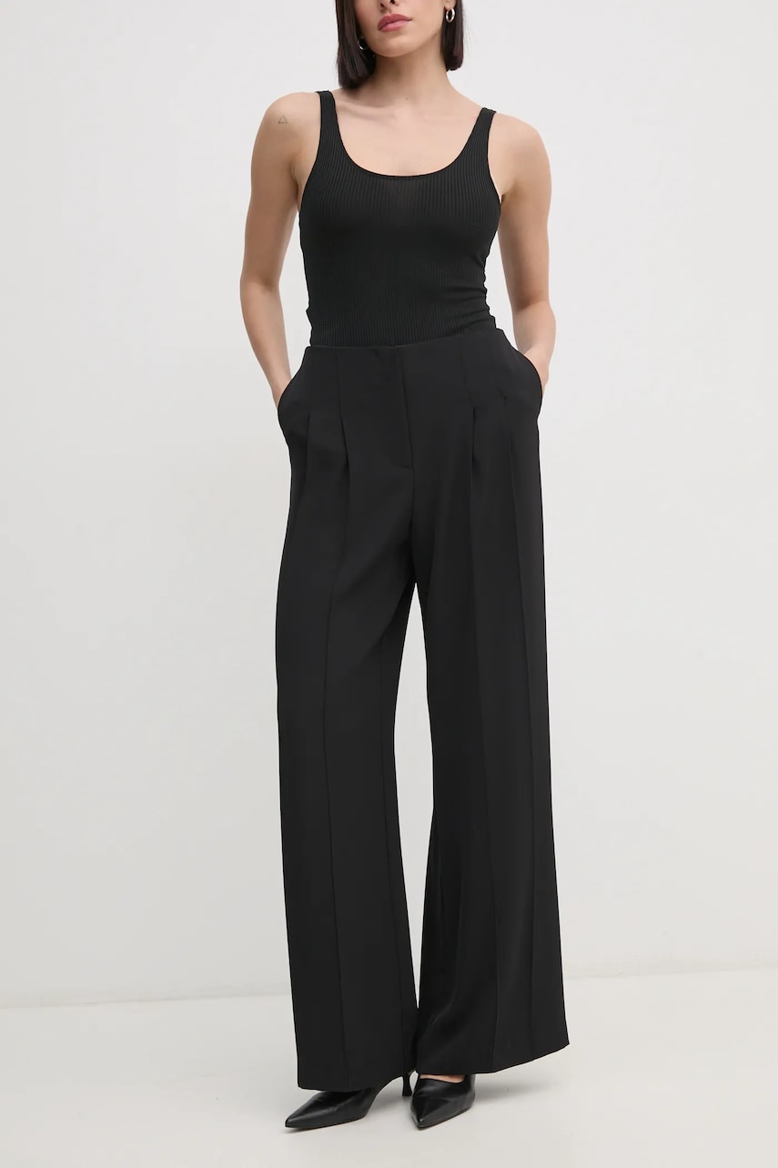 Sandro Ferrone pantaloni femei, culoarea negru, lat, high waist, SFS15YBEALGHERO Sandro Ferrone pantaloni femei, culoarea negru, lat, high waist, SFS15YBEALGHERO