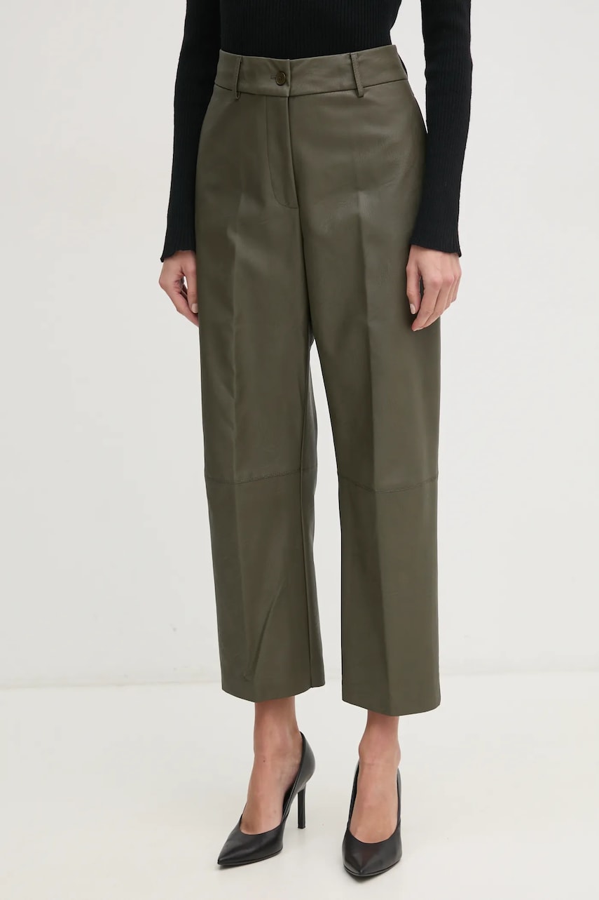 Sandro Ferrone pantaloni femei, culoarea verde, drept, high waist, SFS15YBERACHELE
