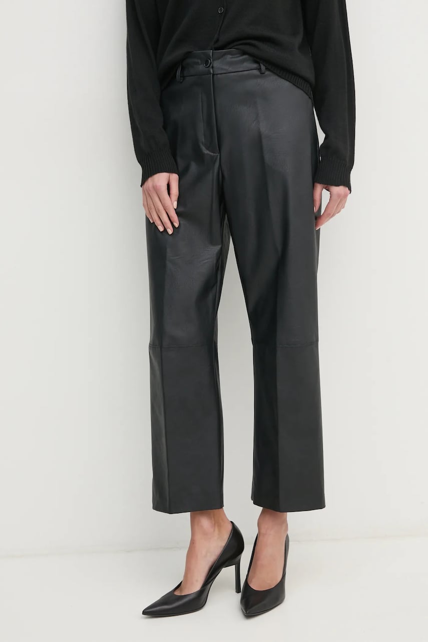 Sandro Ferrone pantaloni femei, culoarea negru, drept, high waist, SFS15YBERACHELE
