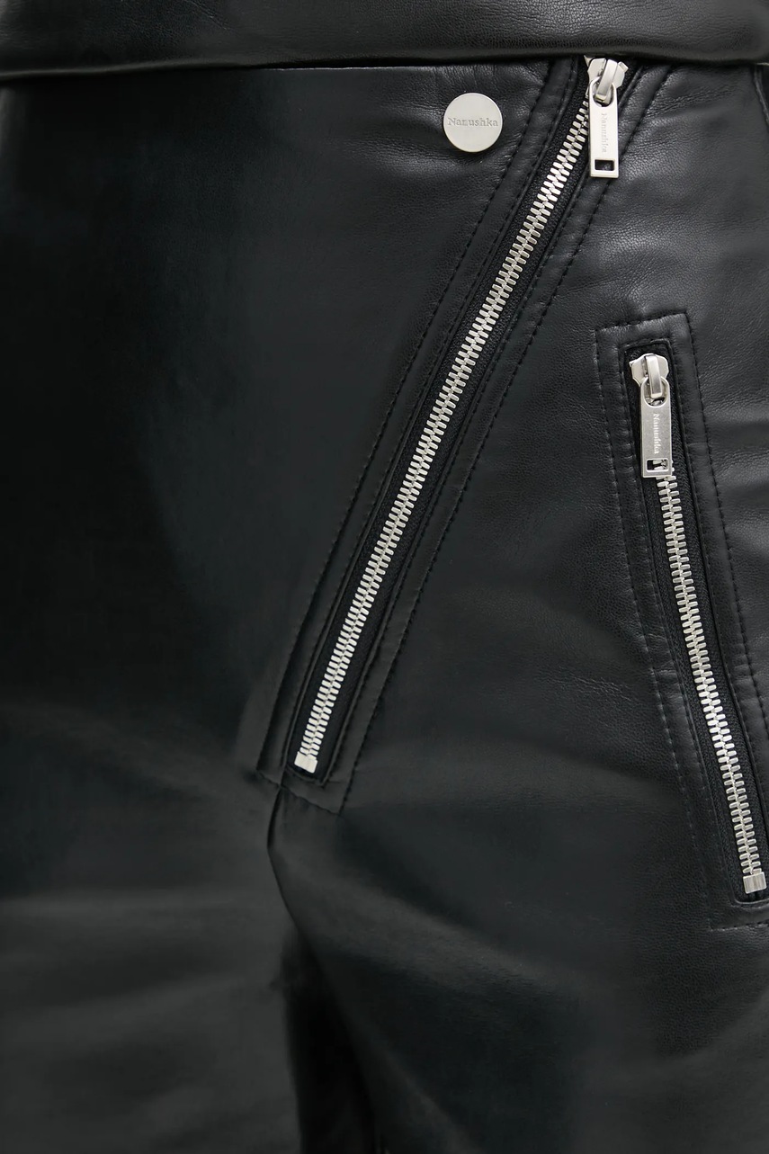 Παντελόνι Nanushka HAYES χρώμα: μαύρο, NW24FWPA45300 φωτογραφία