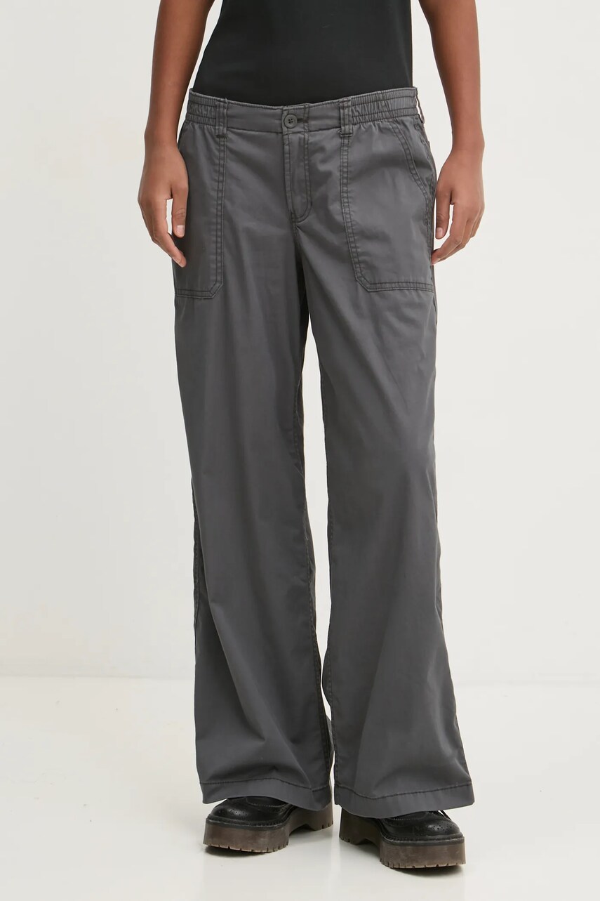 Hollister Co. pantaloni femei, culoarea gri, lat, medium waist, KI356-4179