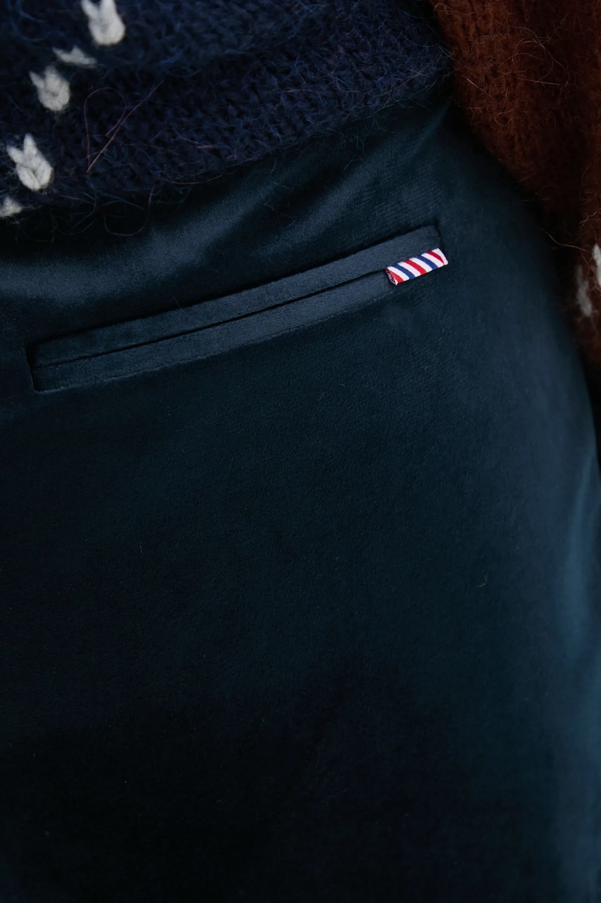 Βελούδινο παντελόνι La Petite Française χρώμα: ναυτικό μπλε, PFPRALINE φωτογραφία