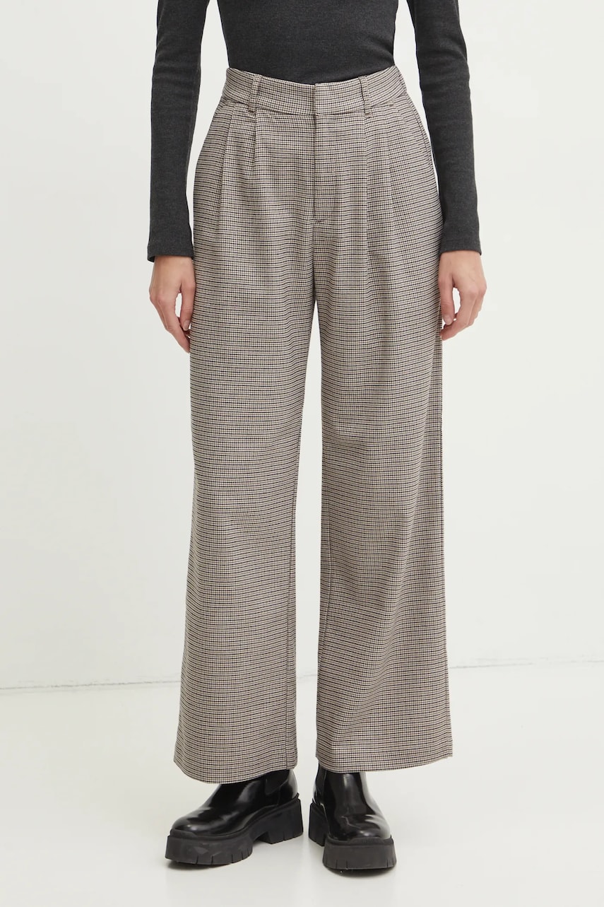 Hollister Co. pantaloni femei, culoarea bej, drept, high waist, KI356-4178