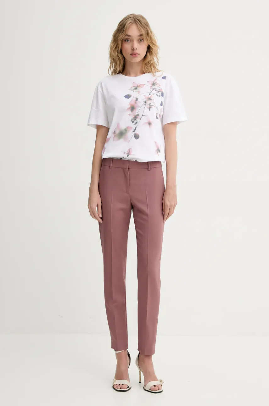 Шерстяные брюки PS Paul Smith женские цвет розовый прямые средняя посадка W2R.N264.P31053 Шерстяные брюки PS Paul Smith женские цвет розовый прямые средняя посадка W2R.N264.P31053