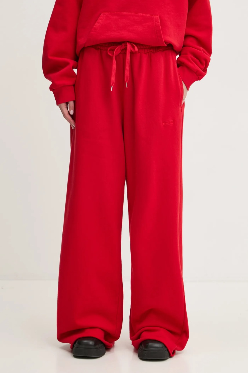 K+LUSHA pantaloni de trening din bumbac culoarea roșu, uni, KLW56001TJF01PX