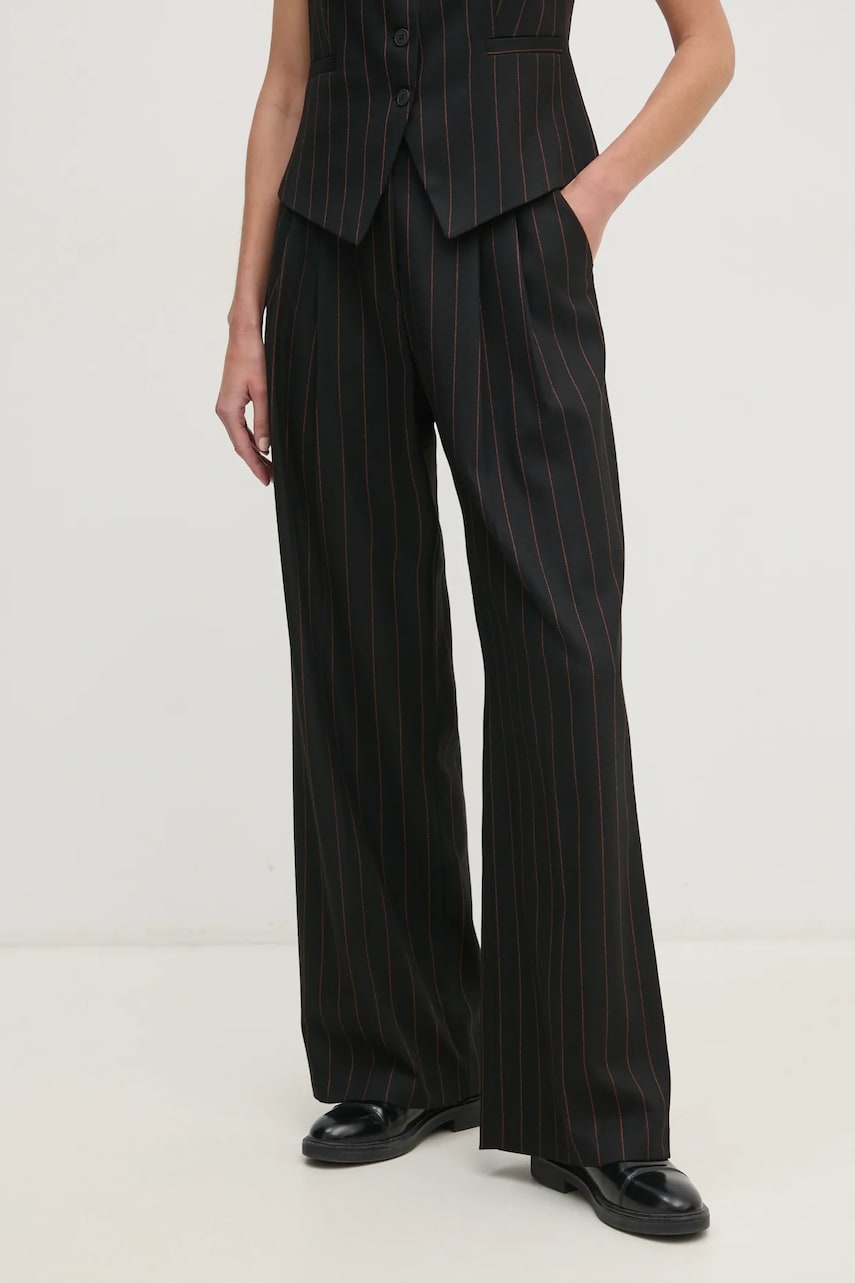 Sandro Ferrone pantaloni femei, culoarea negru, lat, high waist Sandro Ferrone pantaloni femei, culoarea negru, lat, high waist