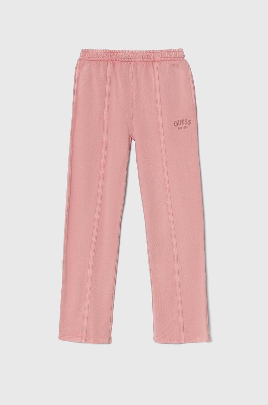 Levně Dětské bavlněné tepláky Guess růžová barva, J4YQ18 KAX74