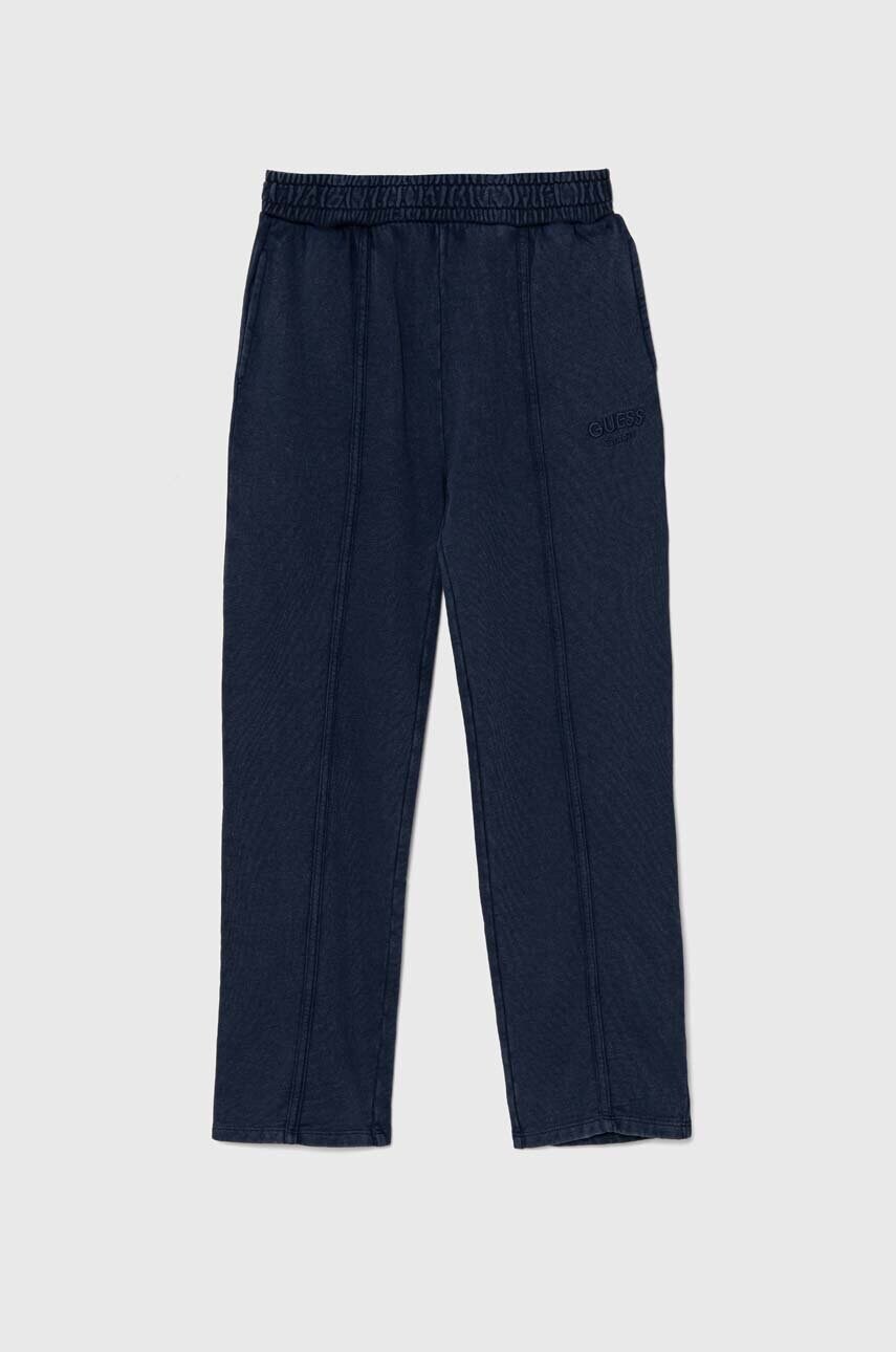 Levně Dětské bavlněné tepláky Guess tmavomodrá barva, J4YQ18 KAX74