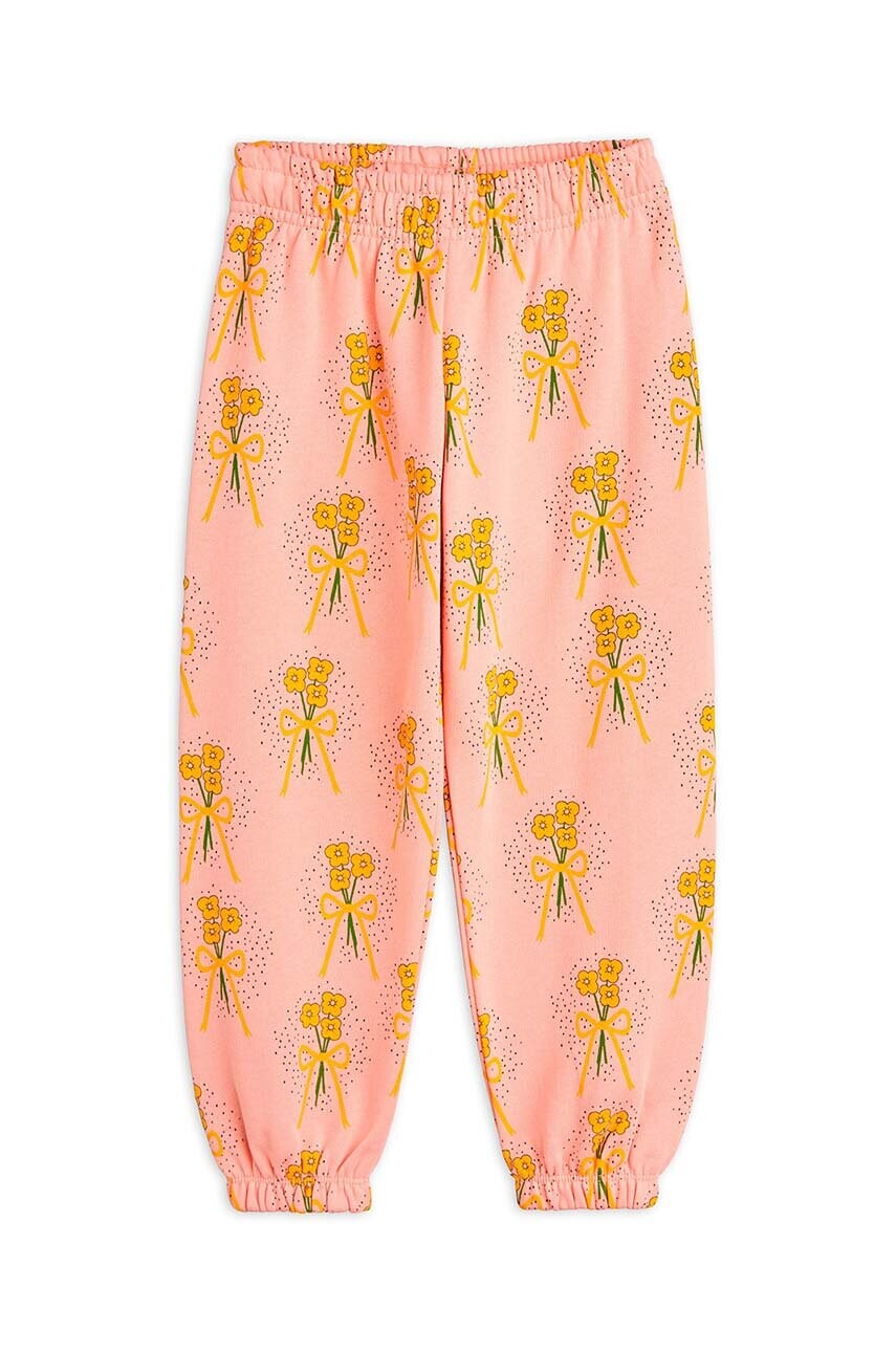 Mini Rodini pantaloni de trening din bumbac pentru copii Winter flowers culoarea roz, modelator, 2473012828