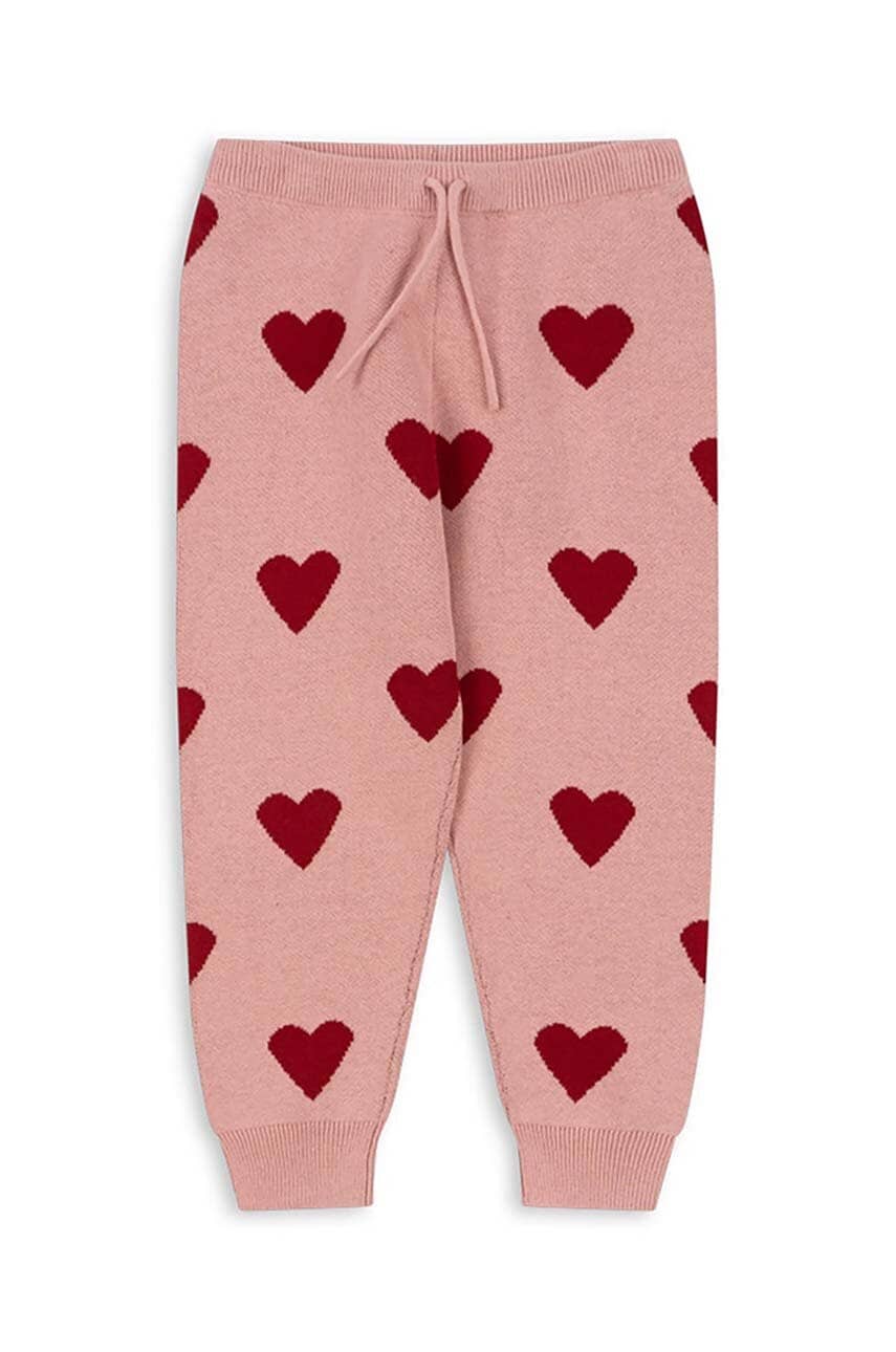 Konges Sløjd pantaloni de trening din bumbac pentru copii LAPIS KNIT PANTS culoarea roz, modelator, KS101555 Konges Sløjd pantaloni de trening din bumbac pentru copii LAPIS KNIT PANTS culoarea roz, modelator, KS101555