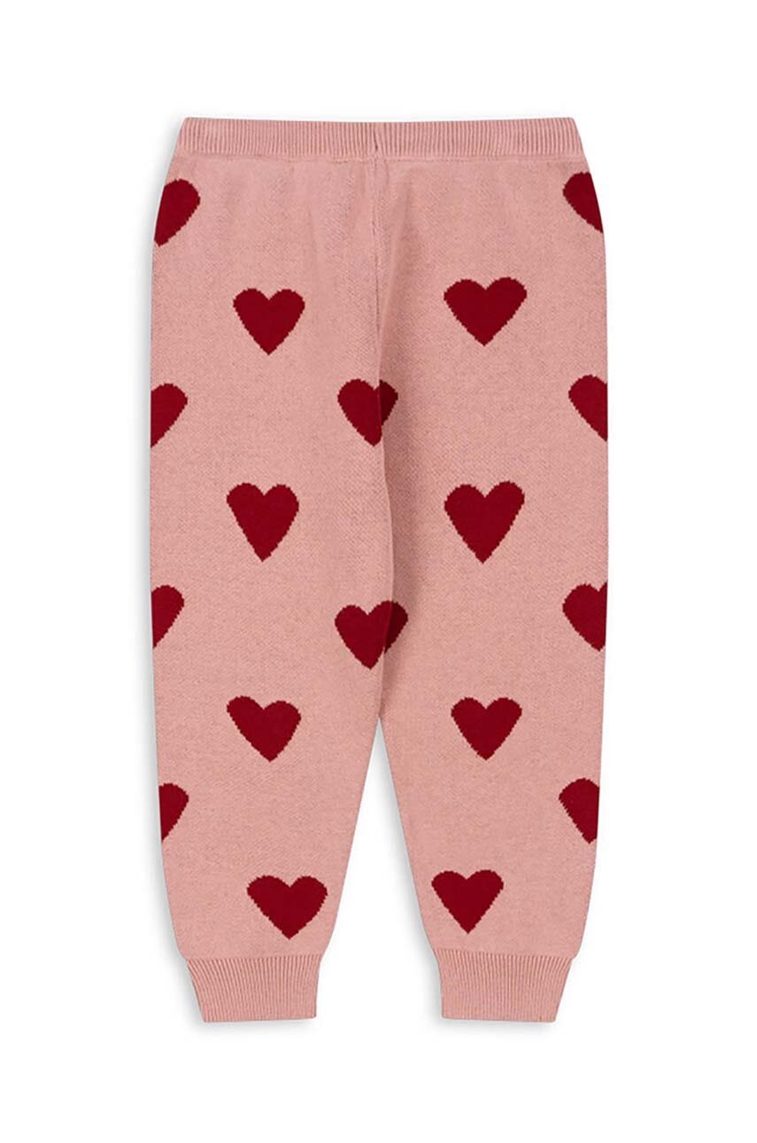 Дитячі бавовняні штани Konges Sløjd LAPIS KNIT PANTS колір рожевий візерунок KS101555