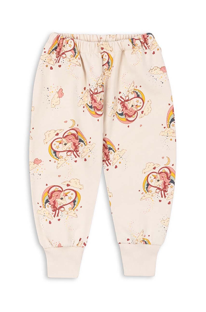 Детские хлопковые штаны Konges Sløjd LOUPY LOU SWEAT PANTS GOTS цвет бежевый с узором KS101571 Детские хлопковые штаны Konges Sløjd LOUPY LOU SWEAT PANTS GOTS цвет бежевый с узором KS101571