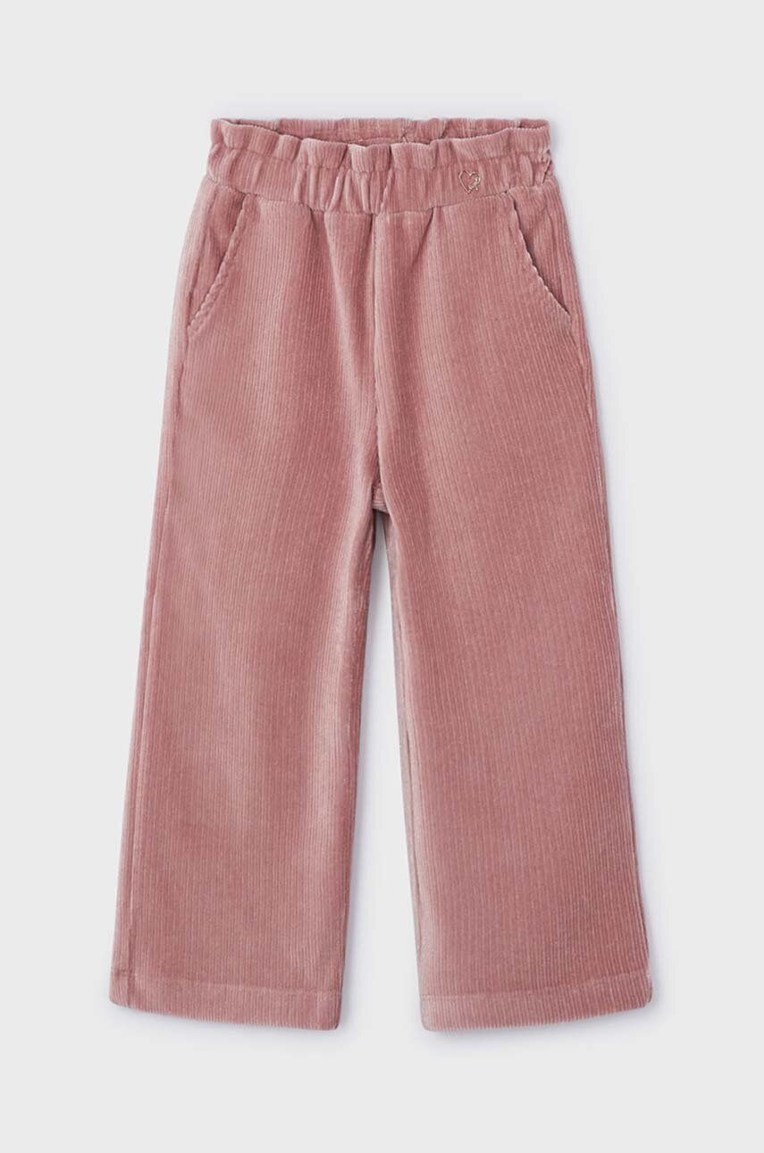 Mayoral pantaloni din catifea pentru copii culoarea roz, neted, 4544