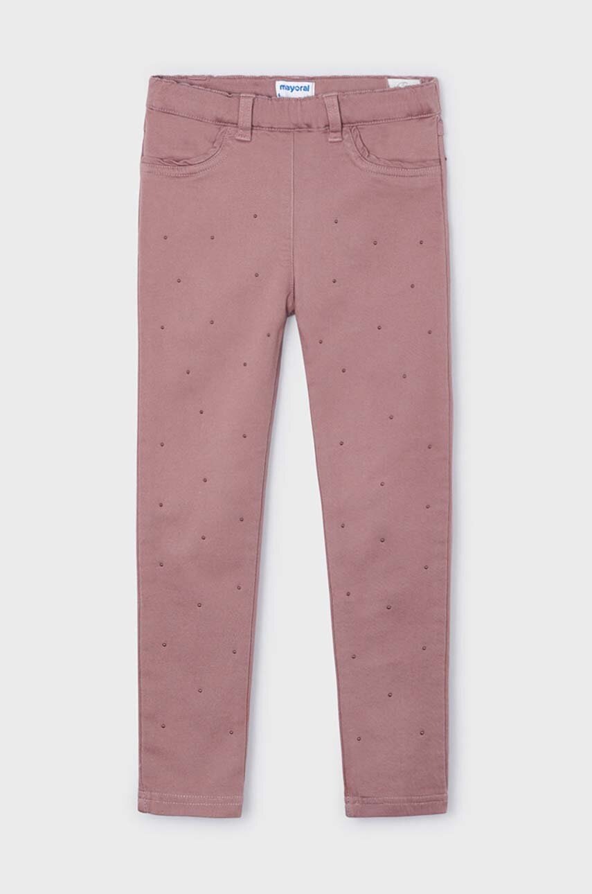 Детские брюки Mayoral цвет розовый с аппликацией 4546